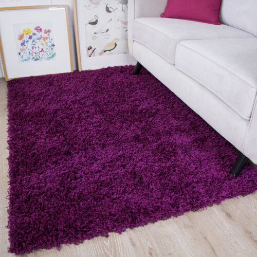 Plum Purple Modern Thick Soft Shaggy Cheap Large Small Living Room Floor Rug - Picture 1 of 8