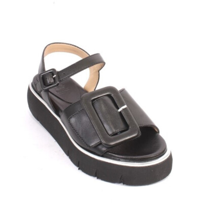 Luca Grossi 740 Black Leather Platform Sandals 39 / US 9