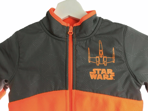 STAR WARS Fleece Jacket Size Girls Boys Kids Youth 4 (Small) Bright Neon Orange - Picture 8 of 11