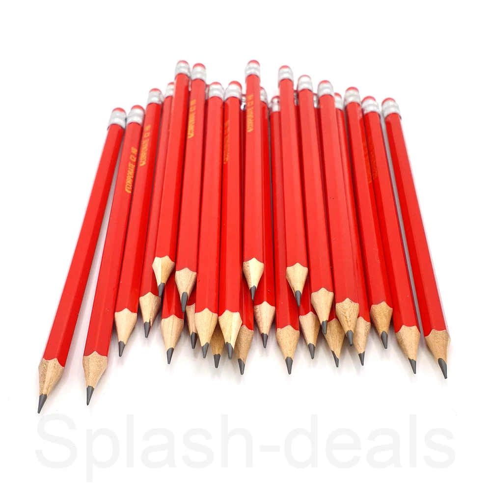 HB Pencils With Eraser Rubber Tip - Drawing Sketch Quality Red