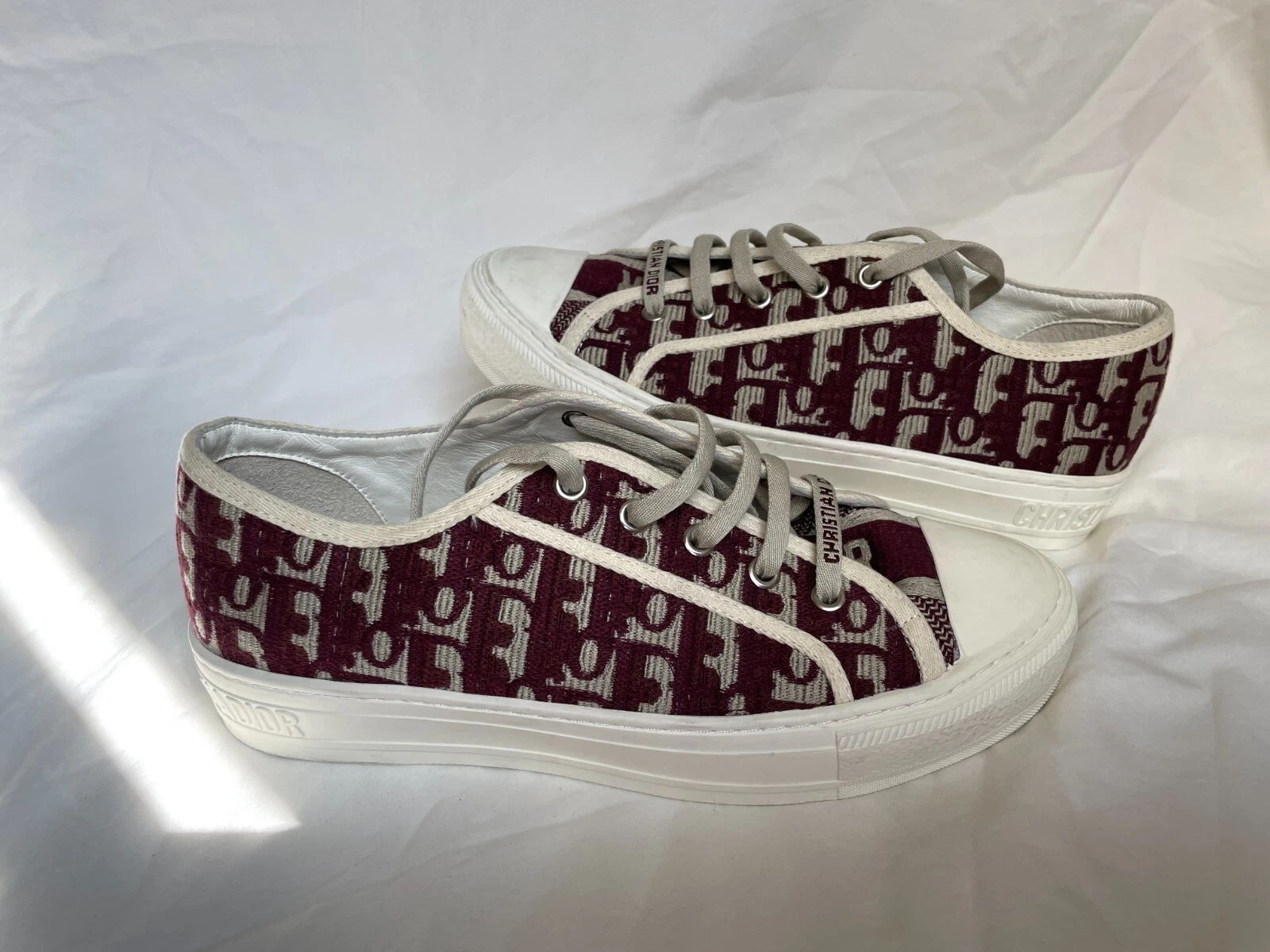 BASKETS WALK'N'DIOR chaussures Bourgogne Dior toile oblique haut bas taille 41 IT