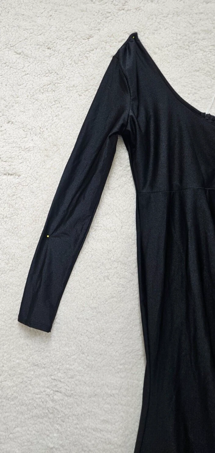 PALM ANGELS Abito donna moda Nova medio nero misto nylon monospalla cocktail maxi