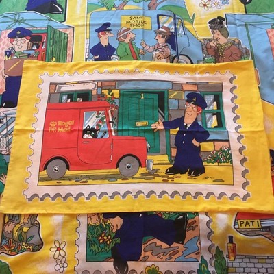 Vintage Postman Pat Bright Yellow Cartoon Fabric Duvet Cover