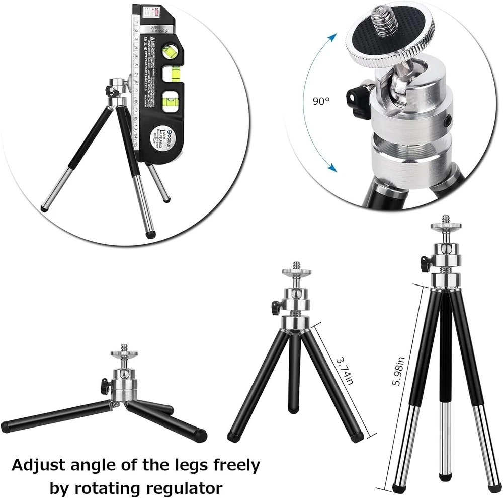 Adjustable Laser Level Line Tool with Metal Tripod Stand & 8-Foot Measuring Tape