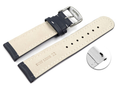 Bracelet De Montre Cuir Lisse Bleu Foncé 18/20/22mm - Fermeture Rapide - Marque Watchband Berlin - Neuf Avec étiquettes