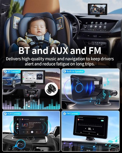 Baby Car Camera with 7" HD Touch Screen, Car Baby Monitor with Wireless CarPlay - Picture 5 of 10