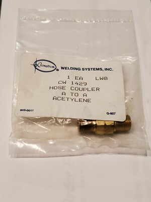 Cronatron Welding System CW 1429 LW8 Acetalyne hose coupler A to A 1ea