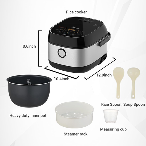 3L Rice Cooker with Steamer Basket, 6-Cup Uncooked Capacity, Induction Heating & - Picture 7 of 8