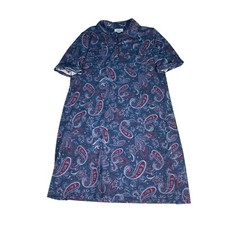 Croft & Barrow Women’s Large Shirt Dress Blue Floral Paisley Cotton Blend Preppy