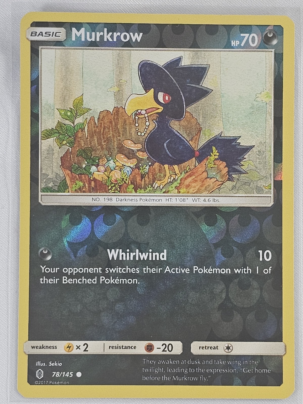 Pokemon Murkrow - 78/145 - Common - Reverse Holo NM-Mint Guardians Rising