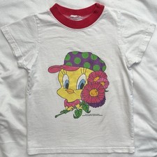 Vintage 1996 Warner Bros Sun Sportswear Tweety Bird T-Shirt Top Kids Girls 6