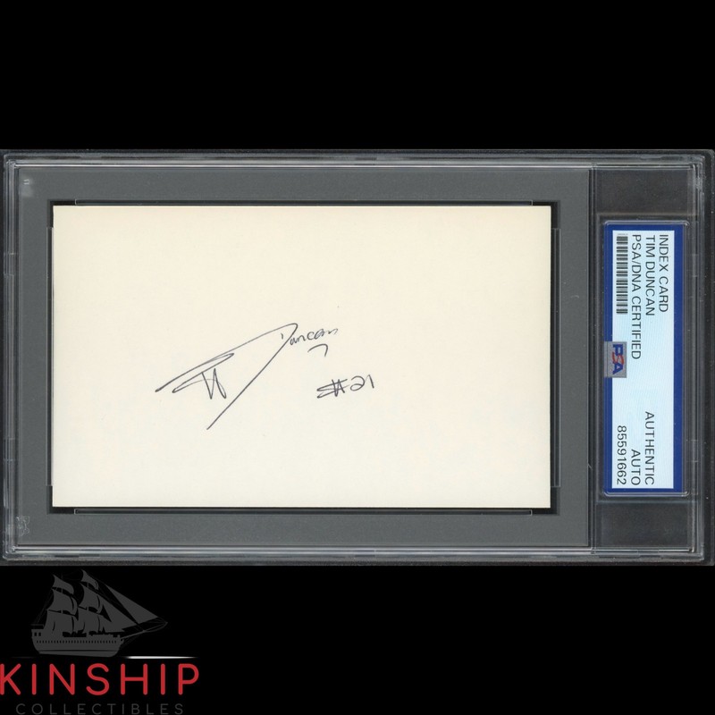 Tim Duncan signed 3x5 Index Card PSA DNA Slab Vintage Basketball HOF Auto C4930