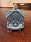 Avon Blue Bird House Perfume Bottle Blue Milk Glass 70s Vintage  *empty*