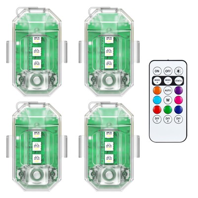 4 Stück Kabellose LED Innenleuchte für Auto mit Fernbedienung, 8 Farben
