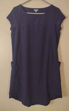 T by Talbots Navy Blue Cap Sleeve Athleisure light Dress Size Small hike beach