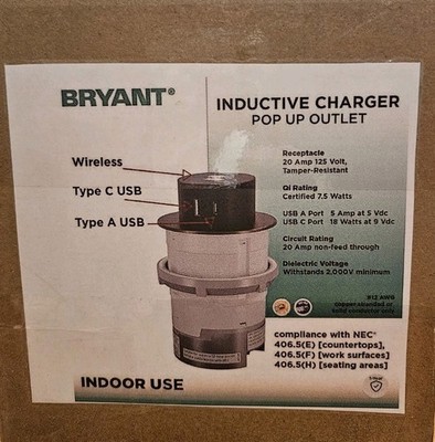 NEW White Bryant Electric RCT600W 15A 125V Tamper Resistant Tri Power Pop-Up 