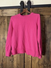 34th Johnny Collar Ribbed Pullover V-Neck Sweater in fuchsia pink Size Med