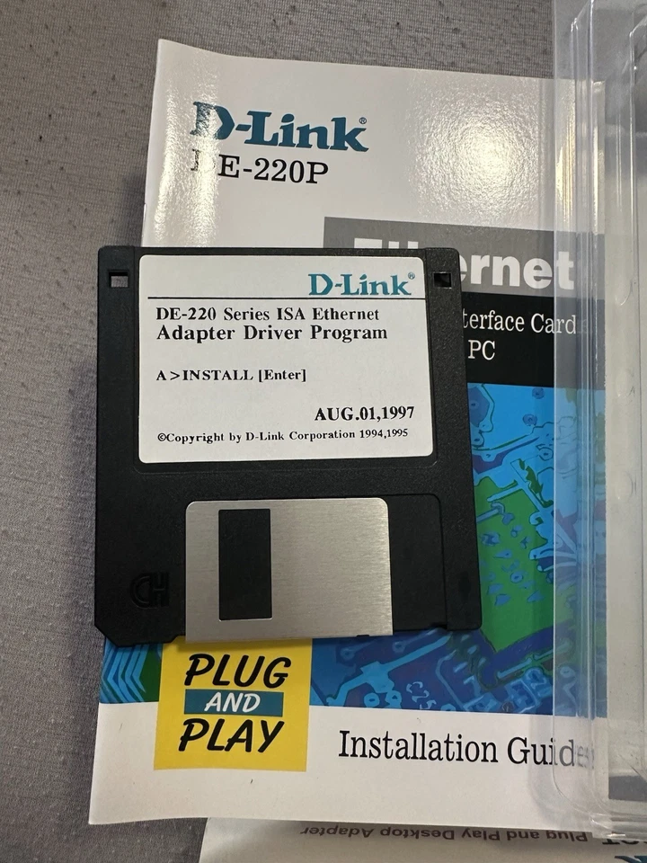 D-Link DE-220PCT ISA Ethernet Adapter 16-Bit, OVP komplett Vintage - Bild 2 von 4