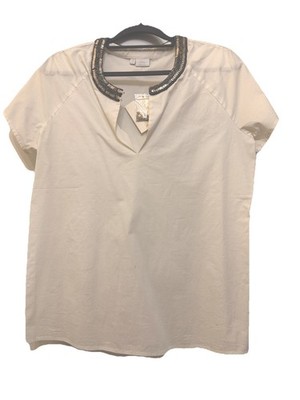   Alba Moda Damenbluse / Shirt Weiß  Gr. 40   mit Paillettenkragen NP79 