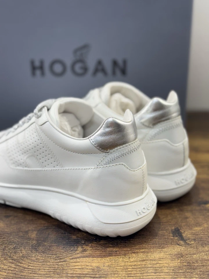 Hogan Interactive 3 Sneaker Pelle Bianca Argento Casual Hogan Donna 37.5 - Immagine 3 di 4