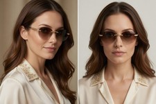 Retro Round Sunglasses Light Frame Vintage Fashion UV400 Women Shades Elegant