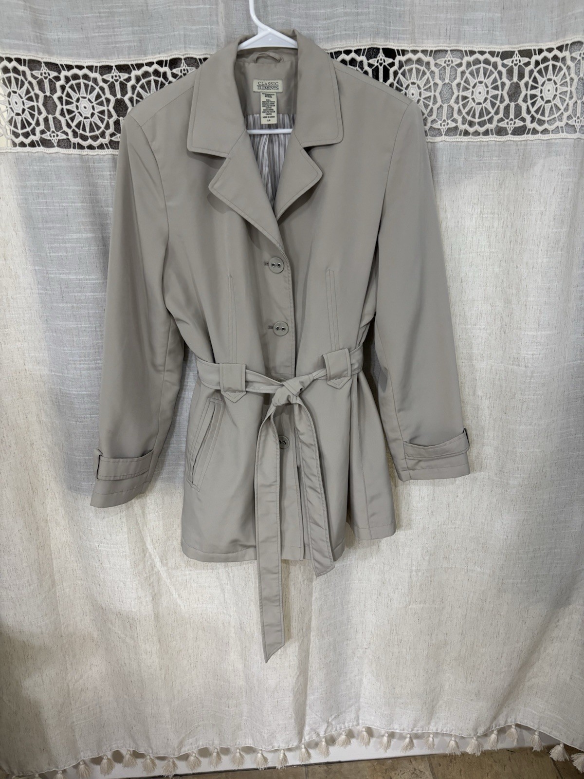 Classic Elements Women's Mid Length Button Belted… - image 1