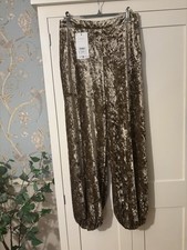 ZARA GOLDEN VELVET TROUSERS WITH ANKLE CUFF  SIZE MEDIUM NEW