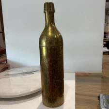 Vintage Made in Italy Brass Bar Cocktail Shaker wine bottle shape
