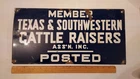 Texas cattle raisers porcelain sign advertising agriculture farming vintage