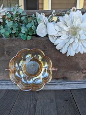 Vintage Jeannette Marigold Aztec Rose Pattern Handled Carnival Glass Bowl