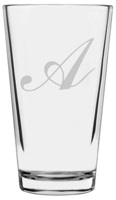 Commercial Script Font - Etched Monogram All Purpose 16oz Libbey Pint Glass