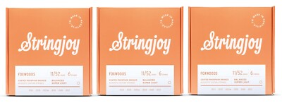 Stringjoy FW1152 Foxwoods Coated Acoustic Guitar Strings 11-52 (3-Pack)