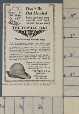 1916 THISTLE HAT FASHION OUTDOOR SPORT CLOTHING DECOR HISTORIC AD A-1740