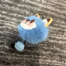 Fox Fluffy Keychain Blue Key Holder Fur Bag Charm School Bag Pom Pom Foxy Bell