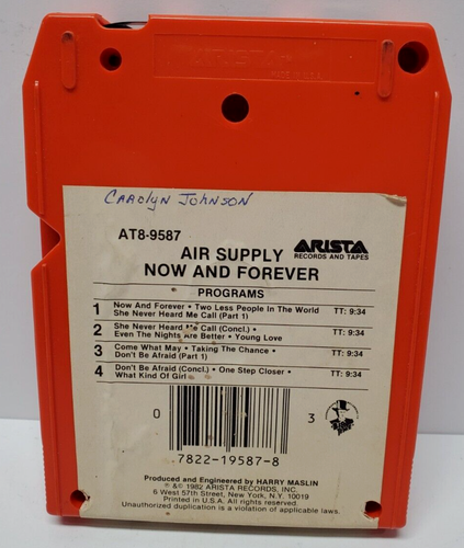 Air Supply - Now and Forever - Arista AT8 9587 8-Track Tape - Tested - Picture 2 of 4