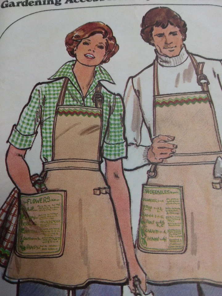 Apron Gardening Butcher Work Butterick 3989 Sewing Pattern & Transfer VTG 70s - Image 2 of 4