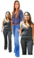 Ladies Ex DP High Waist Denim Spandex Bootcut Women Jeans Wide Leg Trouser 10-11