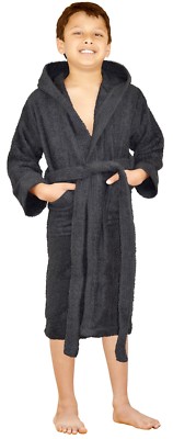 Kids Girls Boys Robe 100% Cotton Soft Terry Hooded Bathrobe Luxury Dressing Gown