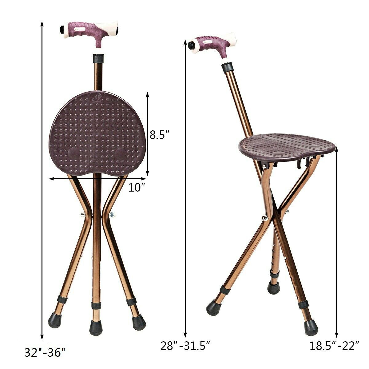 Lightweight Adjustable Foldable Cane Seat Aluminum Alloy Crutch Chair