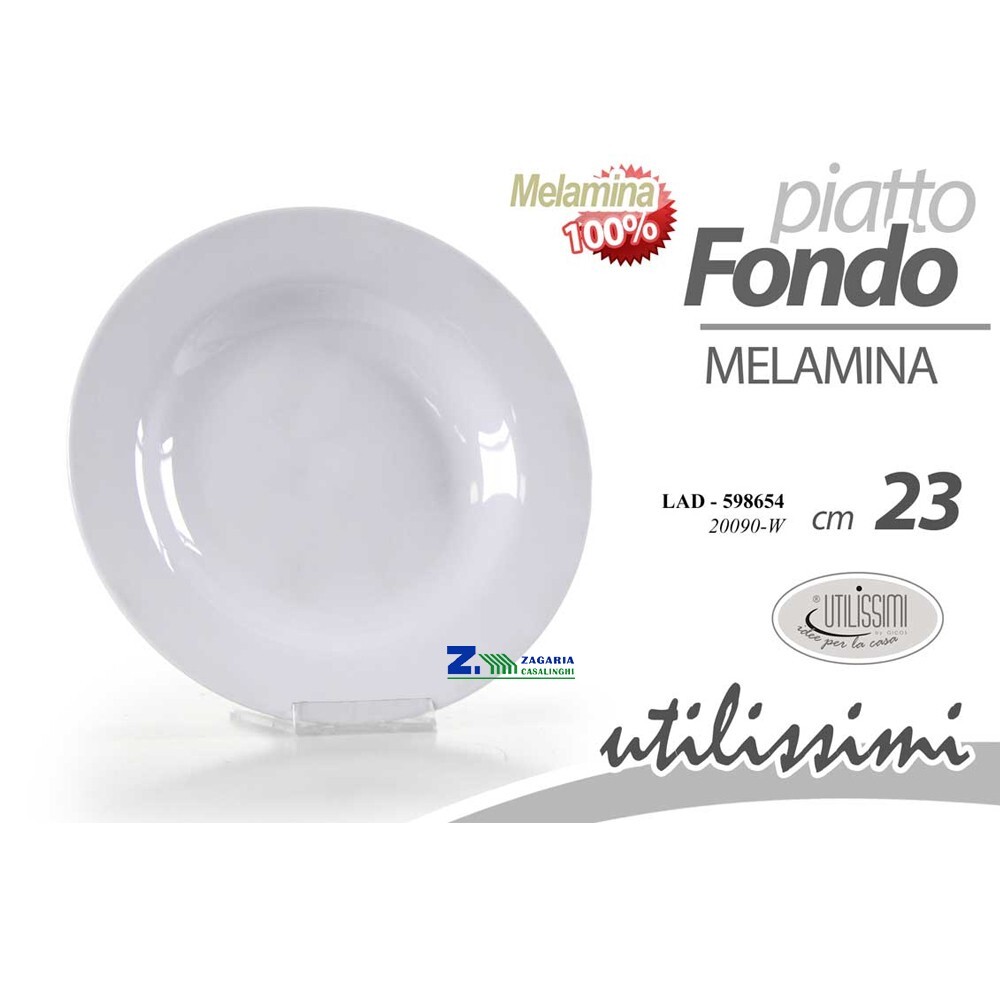 PIATTO FONDO TONDO IN MELAMINA BIANCO D.23 CM TAVOLA CUCINA LAD-598654.