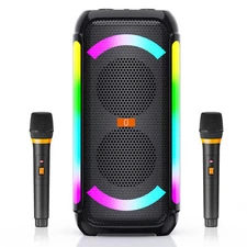 Party Speaker JYX T30 Karaoke Machine +2PCS Microphones Home Audio Subwoofer Set