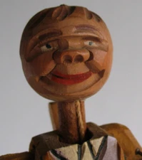 50s Vtg ANRI Carved Wood Keg Riding Hat Tipper Mechanical Bottle Stopper Cork