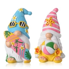 Summer Decorations Mini Beach Gnomes Figurines Indoor Tabletop Gift 2 Pieces