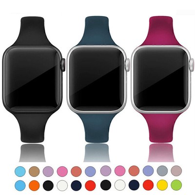 Watch Band Strap for Apple Watch 7 6 5 4 3 SE Series 40/44mm Slim Silicone Women