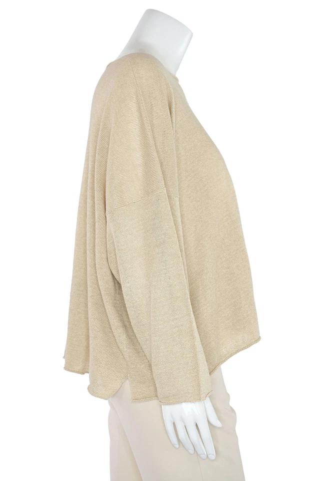 Eskandar Bateau шеи коробка вырез льняной вязаный свитер в натуральный sz 1SZ - Изображение 4 из 4