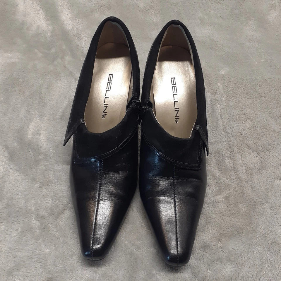 Bota Bellini Rimmer Couro Preto Clássica Zíper Tornozelo Salto Tamanho 7M - Imagem 3 de 4