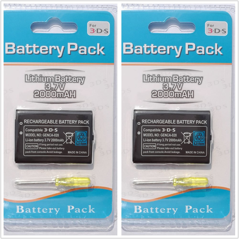 Two(2) 2000mAh Rechargeable Battery for Nintendo 3DS 2DS CTR