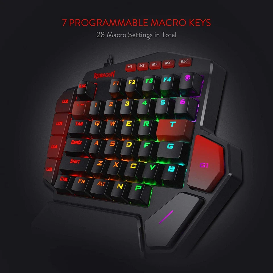 Redragon K585 DITI One-Handed RGB Mechanical Gaming Keyboard, Blue Switches, 7 - Image 2 of 4