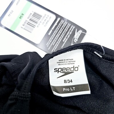 NWT Speedo Size 8/34 Women's Black Super Proback One Piece Pro LT