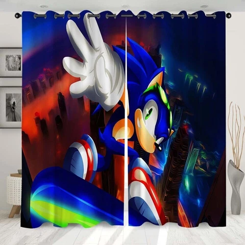 Kinder Sonic The Hedgehog 3D Dicke Verdunkelungsvorhänge Thermo Ring Top Ösen Geschenk - Bild 25 von 30